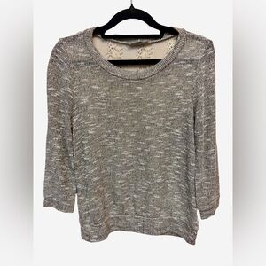 2/$15 - Soft Knit Gray/Gold Sweater with Lace Detail - Size S